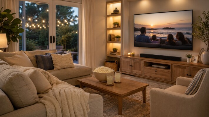 Sommerlicher Filmabend zu Hause: 8 Ideen für dein gemütliches Heimkino - Filmabend zu Hause: Wohnzimmer gemütlich einrichten