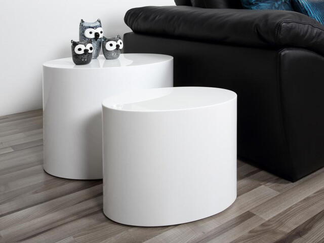 Satztisch >Milo< in Weiß/Hochglanz - 33x40x48cm (BxHxT)
