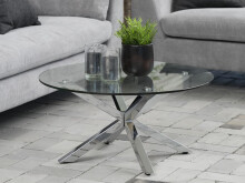 Couchtisch >Hella< in Chromfarben aus Glas -...