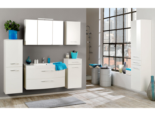 Badezimmer-Set >Graphit< in Weiß, Weiß-Hochglanz