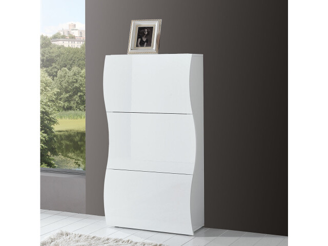 Schuhschrank >Onda< in Weiß/Hochglanz - 71x122x27cm (BxHxT)