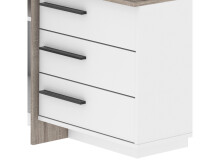 Eckschreibtisch >Thales< in Weiß / Eiche dunkel - 128.8x83.2x105.7cm (BxHxT)