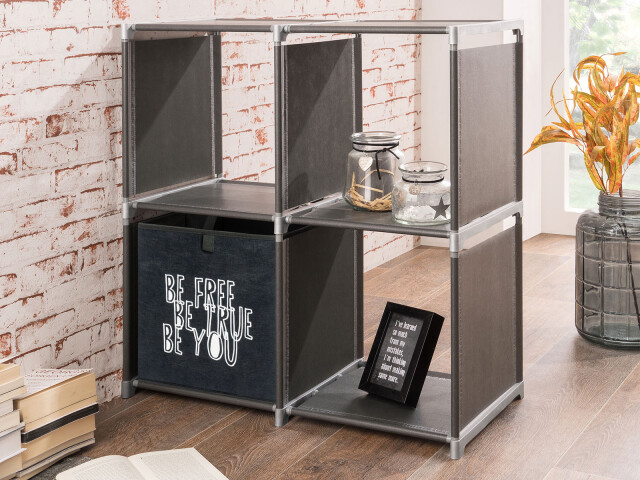 Regal >Allice< in Anthrazit aus Kunststoff - 72.5x72.5x36cm (BxHxT)