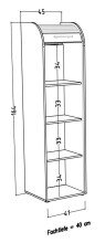 Jalousieschrank >Organizer< in Beton weiß - 45x164x40cm (BxHxT)