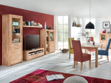 Vitrine >Leduc< in Kernbuche/RE aus Metall - 66x203x40cm (BxHxT)