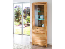 Vitrine >Leduc< in Kernbuche/LI aus Metall - 66x203x40cm (BxHxT)