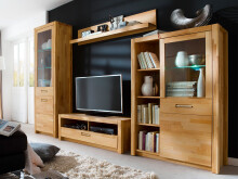 Wohnwand >Leduc< in Kernbuche aus Metall - 309x203x46cm (BxHxT)