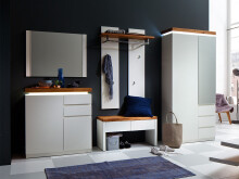 Garderobenschrank >Lisa< in weiß matt aus MDF - 91x198x38cm (BxHxT)