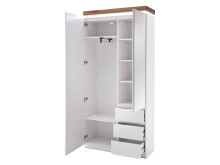 Garderobenschrank >Lisa< in weiß matt aus MDF - 91x198x38cm (BxHxT)