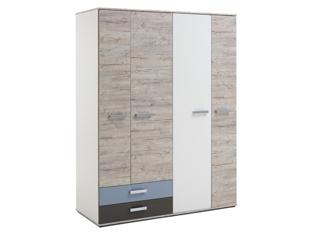 Drehtürenschrank >Ferdy< in Weiß - 150x193,5x60cm (BxHxT)