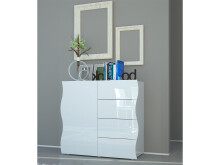 Highboard >Onda< in Weiß/Hochglanz - 90x81.2x40cm (BxHxT)