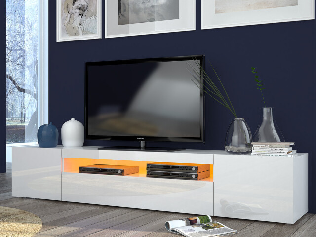 TV-Board >Daiquiri< in Weiß/Hochglanz - 200x36.2x40cm (BxHxT)