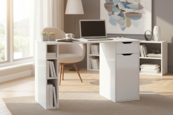 Schreibtisch >Max< in Icy-Weiß - 115x75x50cm (BxHxT)