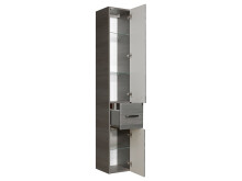 Hochschrank >Abelica I< in Graphit Struktur aus Glas - 30x185,5x33cm (BxHxT)