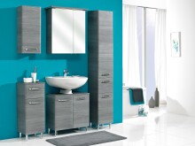 Hochschrank >Abelica I< in Graphit Struktur aus Glas - 30x185,5x33cm (BxHxT)