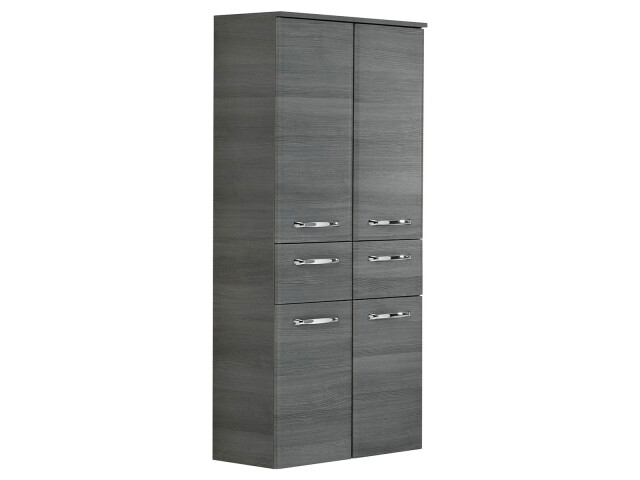 Midischrank >Abelica II< in Graphit Struktur aus Glas - 60x141x33cm (BxHxT)