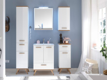Unterschrank >Jenn< in Weiß/Hochglanz aus Glas - 35,5x89,5x33cm (BxHxT)
