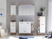 Unterschrank >Jenn< in Weiß/Hochglanz aus Glas - 35,5x89,5x33cm (BxHxT)