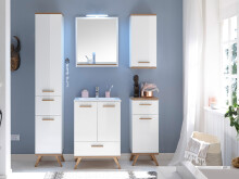 Hängeschrank >Jenn I< in Weiß/Hochglanz aus Glas - 35,5x74,5x20,5cm (BxHxT)
