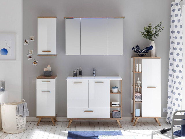 Badezimmer-Set >Jenn III< (6-teilig) in Weiß aus Glas