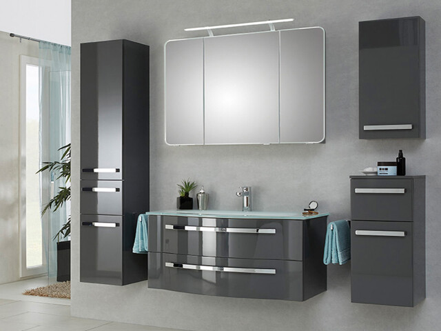 Badezimmer-Set >Maire IV< (6-teilig) in Weiß aus Glas