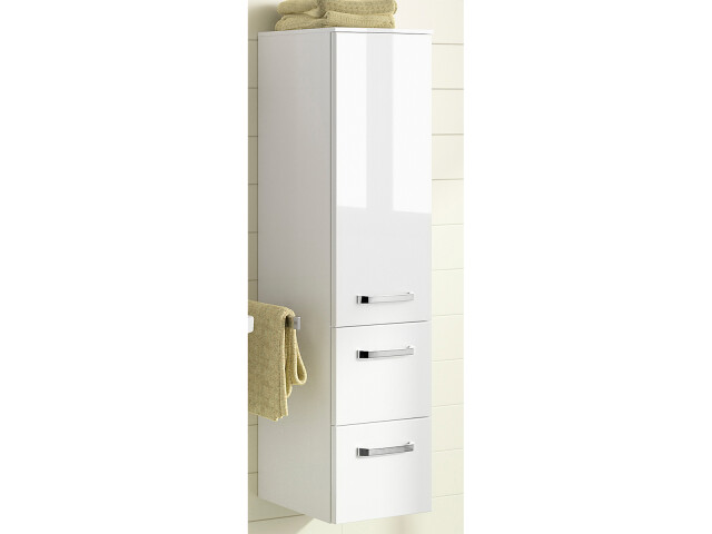 Midischrank >Akron I< in Weiß/Hochglanz aus Glas - 30x121,2x33cm (BxHxT)