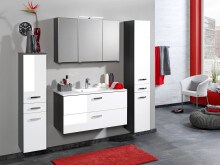 Midischrank >Bologna< in Weiß/Hochglanz aus MDF - 30x130x35cm (BxHxT)