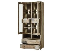 Vitrine >Britta< in Driftwood Nachbildung aus Glas - 83x188x39cm (BxHxT)