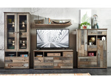 Vitrine >Britta< in Driftwood Nachbildung aus Glas - 83x188x39cm (BxHxT)