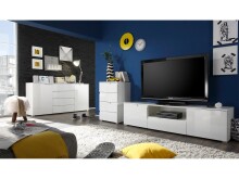 Kommode >Suzette< in Weiß aus MDF - 50x80x40cm (BxHxT)