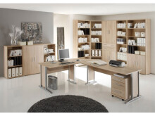 Eckschreibtisch >Clermont< in Sonoma-Eiche aus Metall - 220x72x70cm (BxHxT)