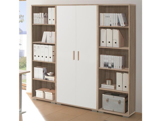 Büro-Set >Clermont< in Sonoma-Eiche/Weiß - 184x186x35cm (BxHxT)