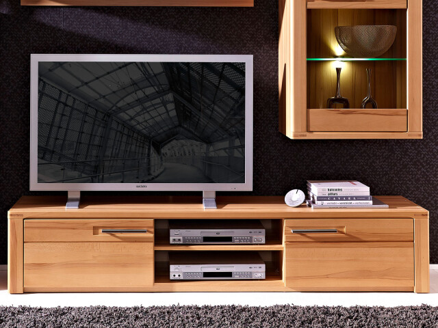 TV-Board >Nature Plus< in Kernbuche aus Metall - 190x36x45cm (BxHxT)