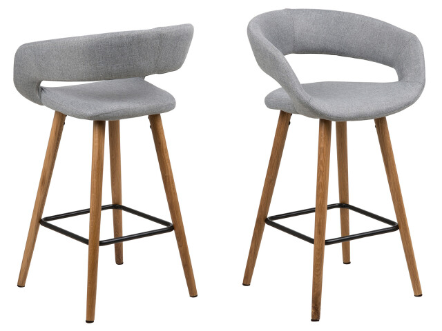 Barhocker >Gamarond I< (2er-Set) in Hellgrau - 56x87x43 (BxHxT)