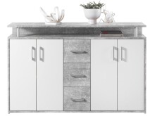 Highboard >Delia< in Weiß - 139x90x34cm (BxHxT)