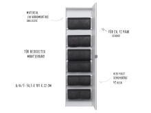 Schuhschrank >Zeraphina< in Weiß - 50.5x181x22cm (BxHxT)