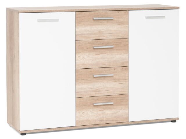 Sideboard >Jacklin< in Wildeiche Weiß - 120x85x35cm (BxHxT)
