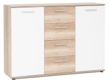 Sideboard >Jacklin< in Wildeiche Weiß - 120x85x35cm (BxHxT)