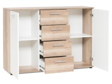 Sideboard >Jacklin< in Wildeiche Weiß - 120x85x35cm (BxHxT)
