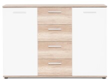 Sideboard >Jacklin< in Wildeiche Weiß - 120x85x35cm (BxHxT)