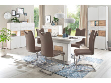 Esszimmerstuhl >Kerrin< (2-er Set) in Cappuccino aus Echtleder - 45x102x58 (BxHxT)