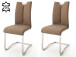 Esszimmerstuhl >Kerrin< (2-er Set) in Cappuccino aus Echtleder - 45x102x58 (BxHxT)