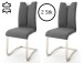 Esszimmerstuhl >Kerrin< (2-er Set) in grau aus Echtleder - 45x102x58cm (BxHxT)