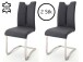 Esszimmerstuhl >Kerrin< (2-er Set) in Schwarz aus Echtleder - 45x102x58 (BxHxT)