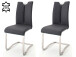 Esszimmerstuhl >Kerrin< (2-er Set) in Schwarz aus Echtleder - 45x102x58 (BxHxT)