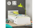 Stauraumbett >Lorenzo< in Perle Weiß - 94.5x74.2x204.3cm (BxHxT)