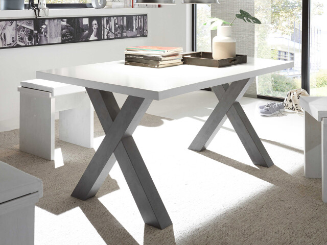 Esstisch >Trey IX< in Graphit aus MDF - 140x75x90cm (BxHxT)