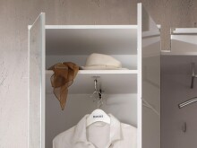 Garderobenschrank >Suzette< in Weiß aus MDF - 60x198x40cm (BxHxT)