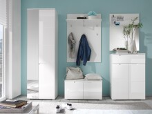 Garderobenschrank >Suzette< in Weiß aus MDF - 60x198x40cm (BxHxT)