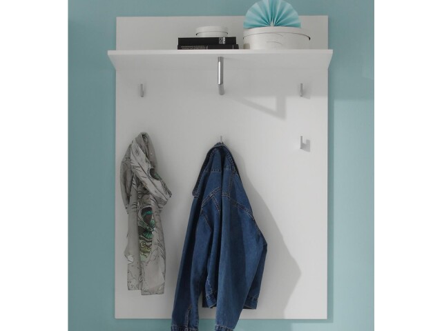 Garderobenpaneel >Suzette< in weiß-glänzend aus MDF - 80x119x30cm (BxHxT)